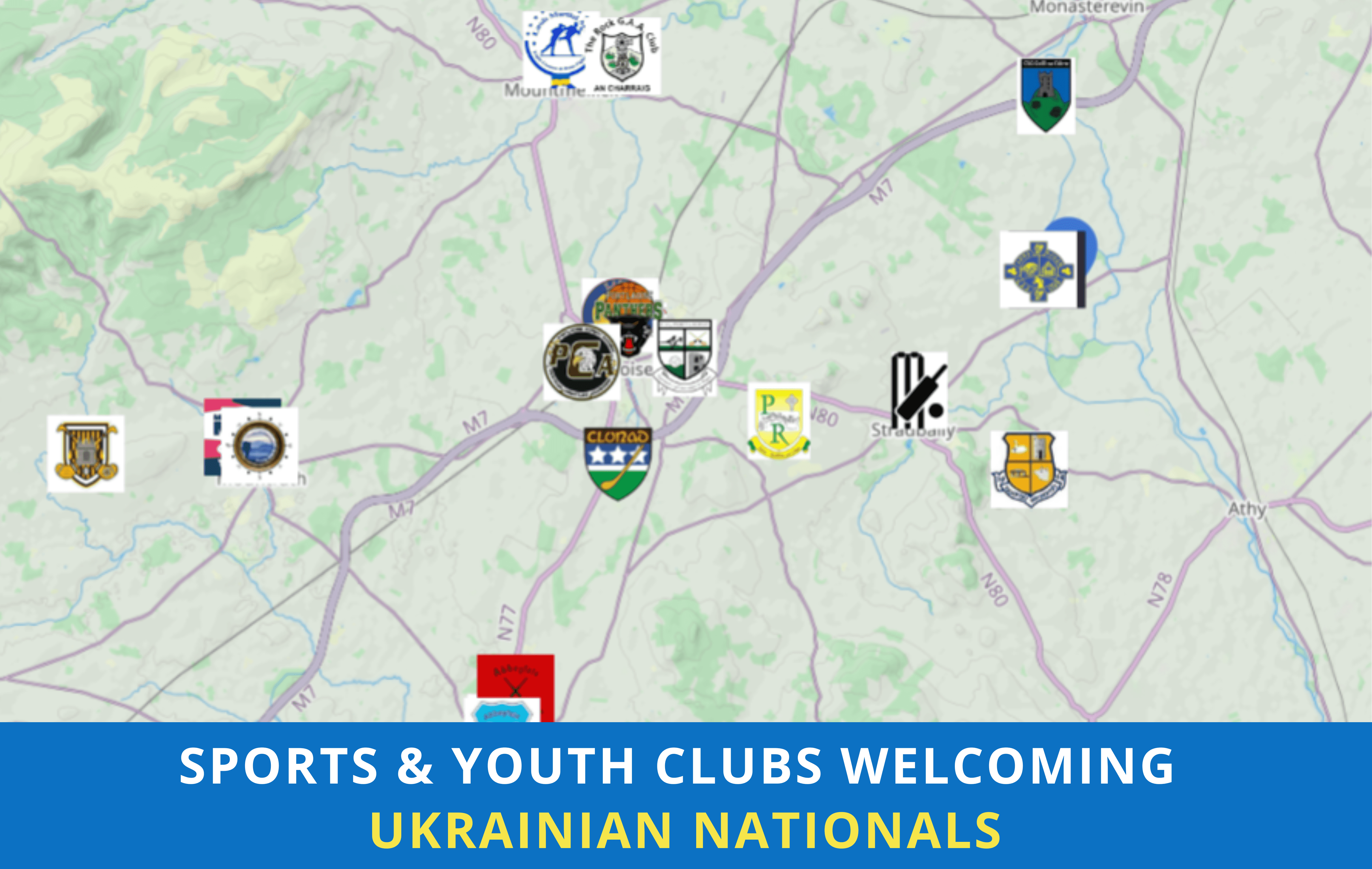 Map of Sports & Youth Clubs welcoming Ukrainian Nationals